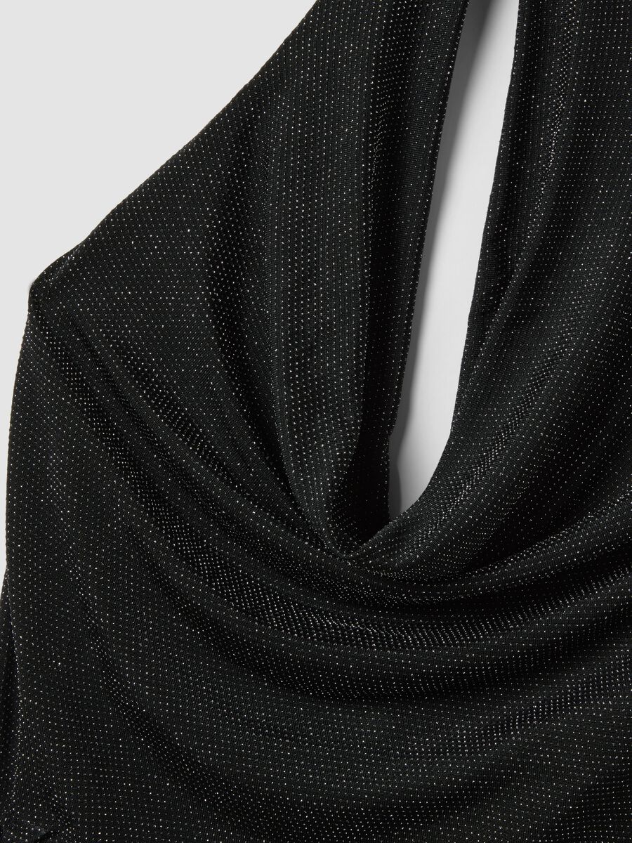 Black stretch top with draped neckline_1