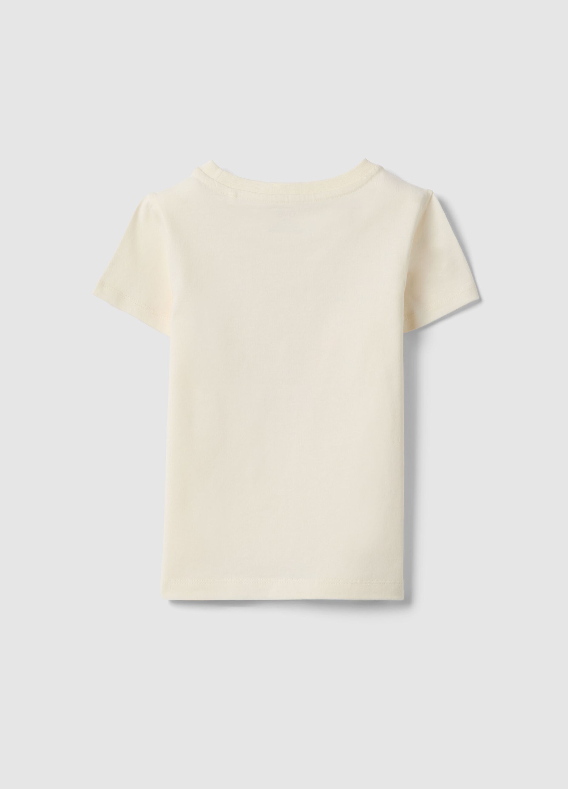 T-shirt bege de algod&atilde;o puro regular fit com estampado para meninas