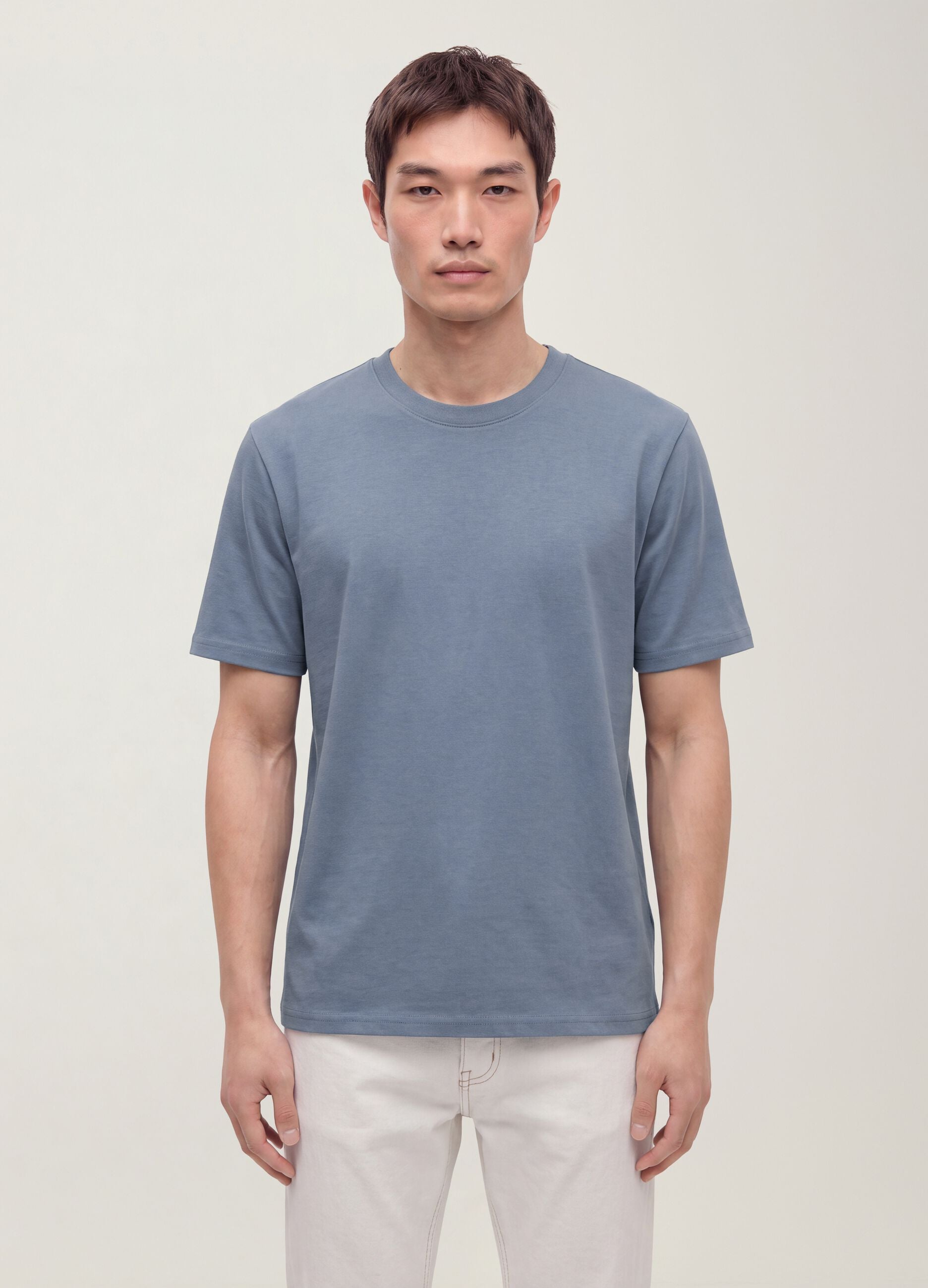 &Mu;&pi;&lambda;&epsilon; &kappa;&omicron;&nu;&tau;&omicron;&mu;ά&nu;&iota;&kappa;&omicron; T-shirt &alpha;&pi;ό 100% &beta;&alpha;&mu;&beta;ά&kappa;&iota;, relaxed fit