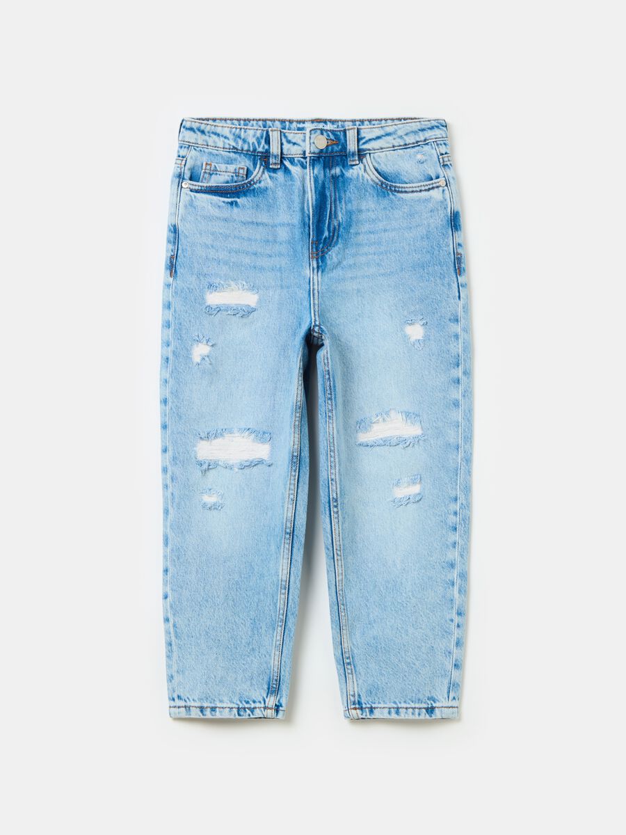 Baggy-fit acid wash jeans with abrasions_0