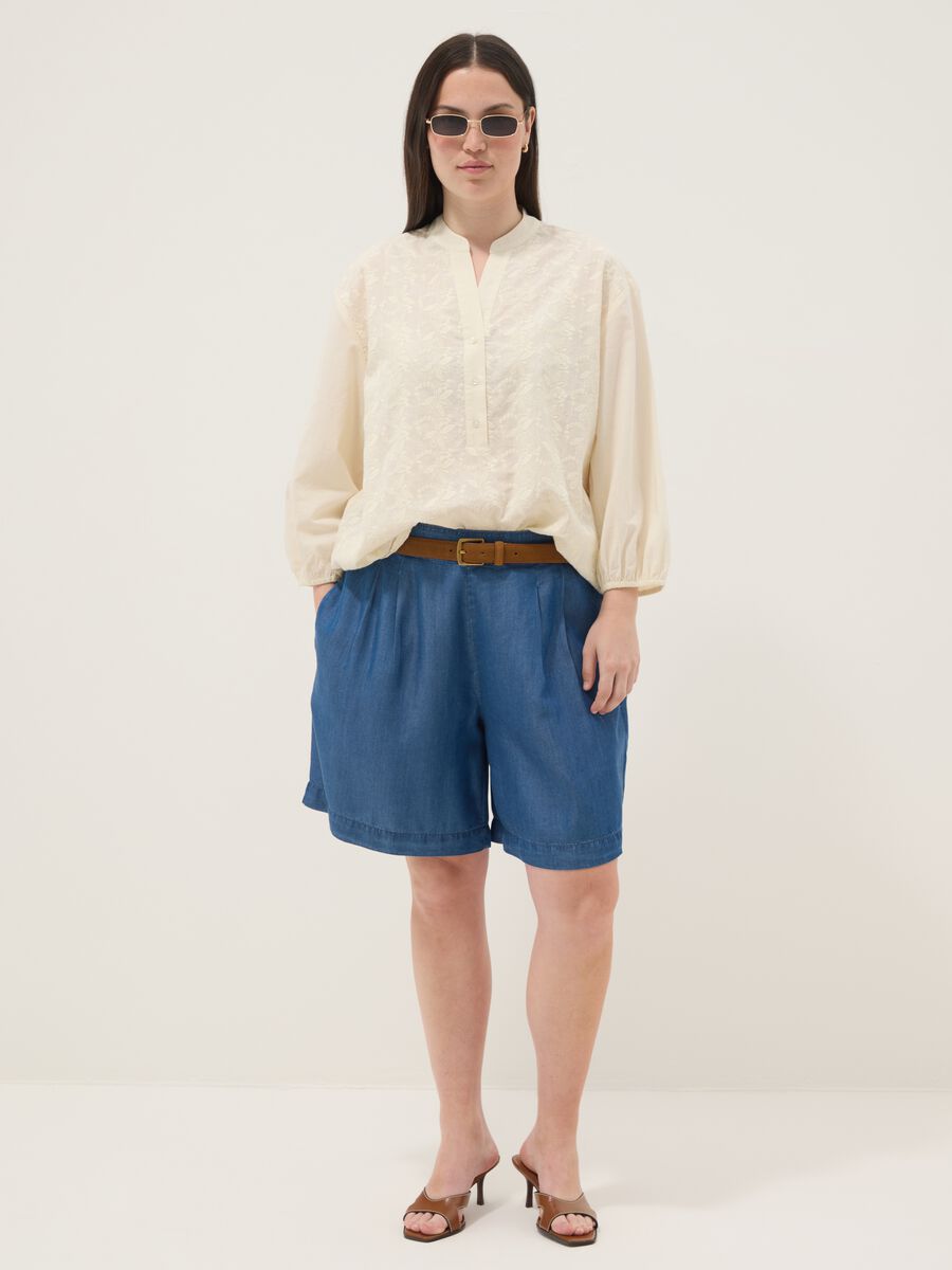 Beige pure cotton shirt with embroidery_2