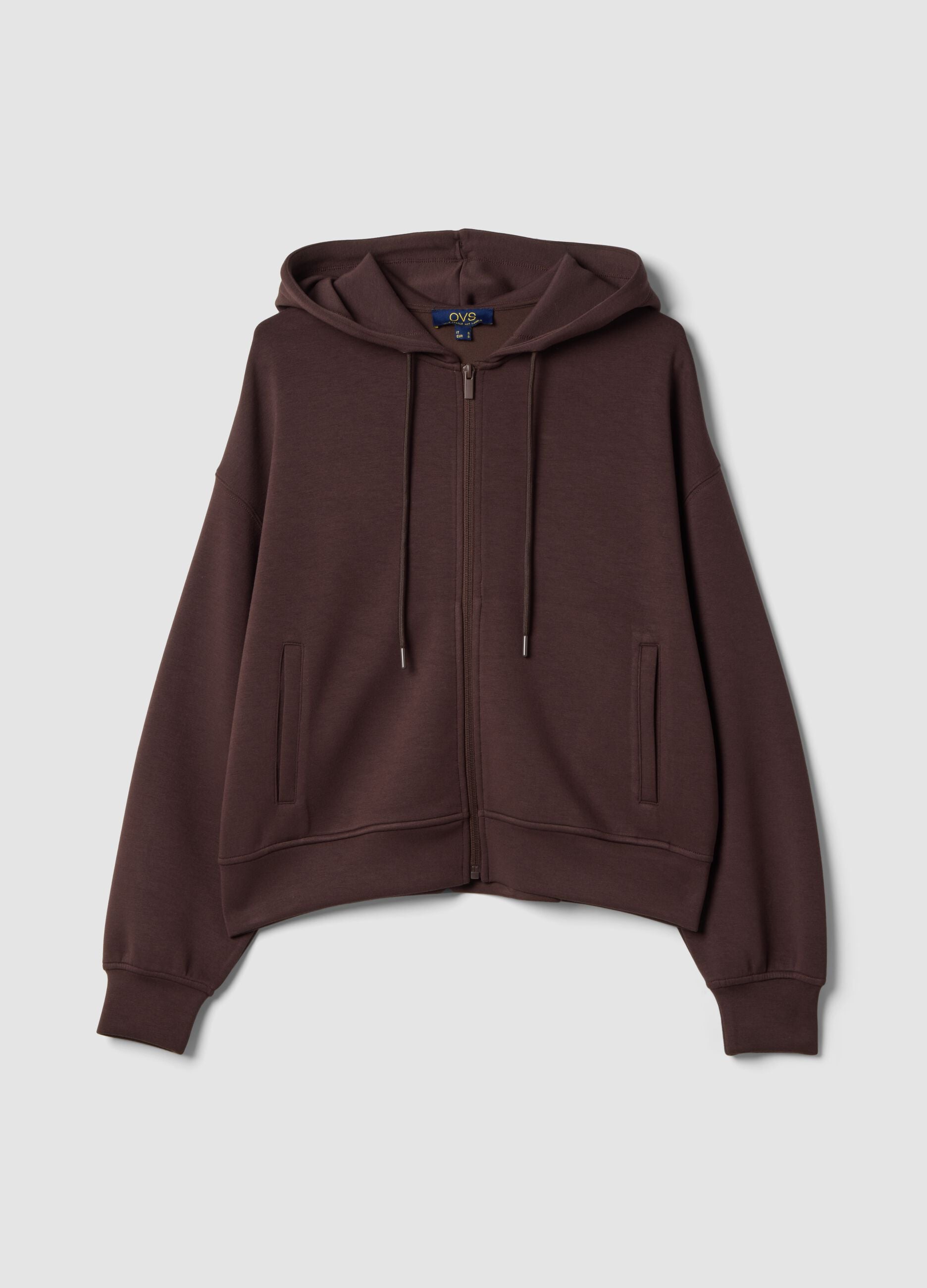 Brown stretch modal hoodie in a regular fit