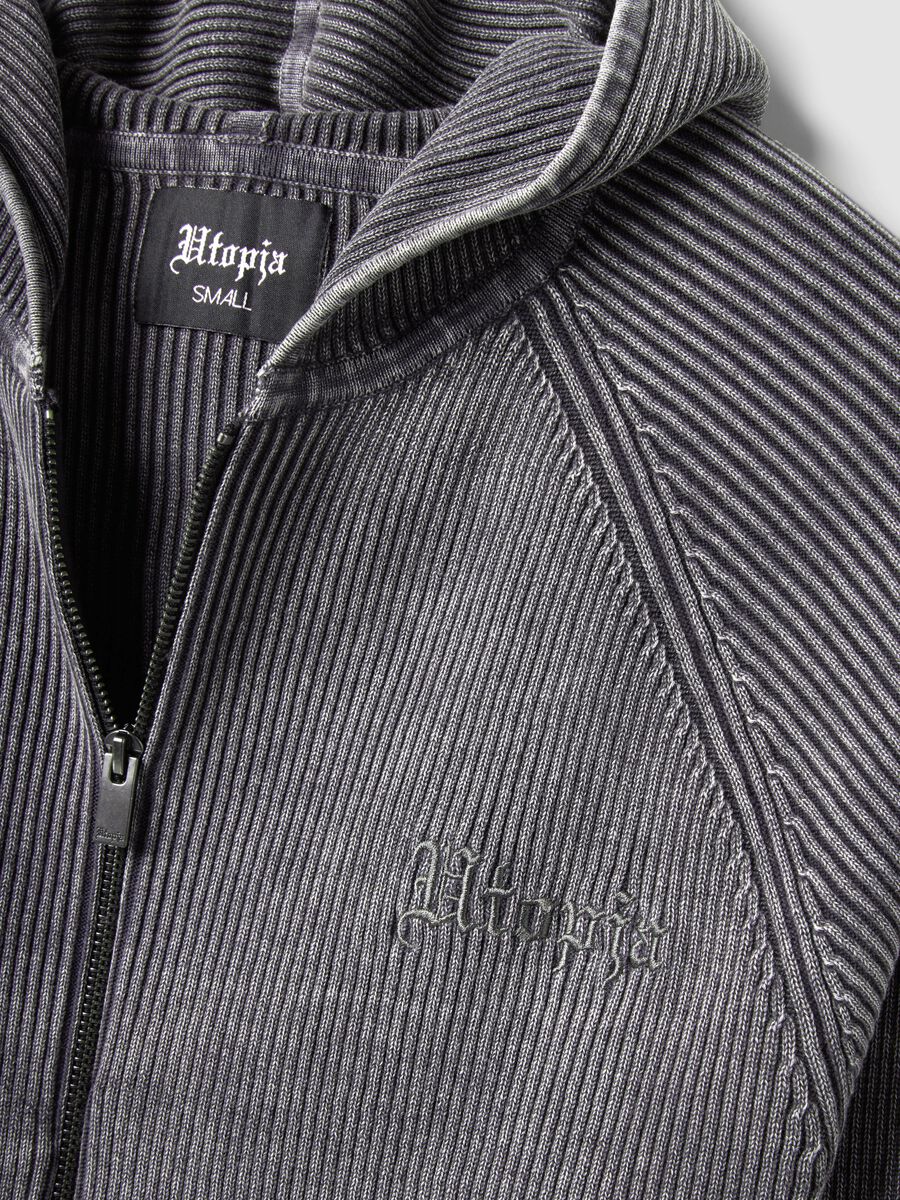 Knit Ribbed Hoodie Washed Grey_5