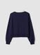 Blue cotton-blend sweatshirt with crew neck and contrast collar_6
