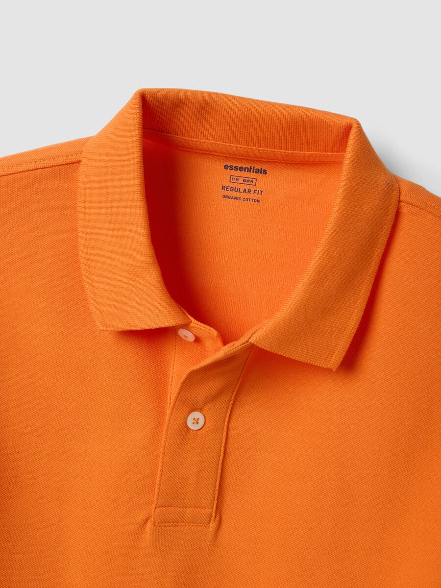 Orange short sleeve pure cotton polo shirt regular fit_5