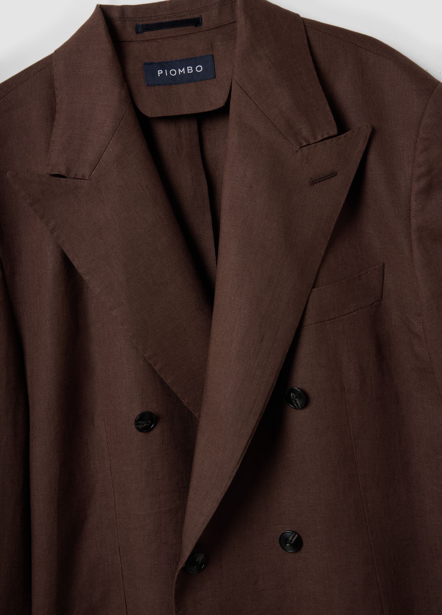 Brown Pure Linen Regular Fit Blazer