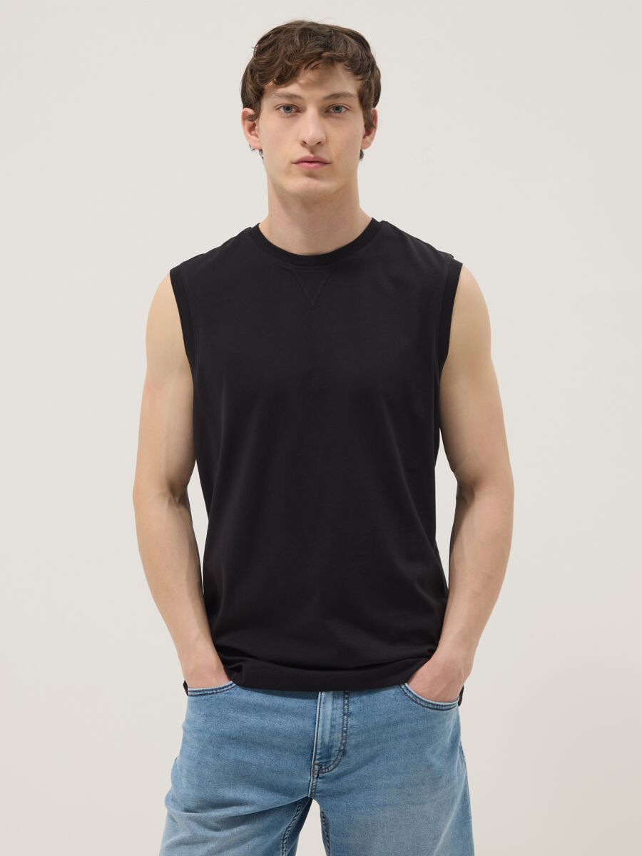 Black pure cotton vest_1