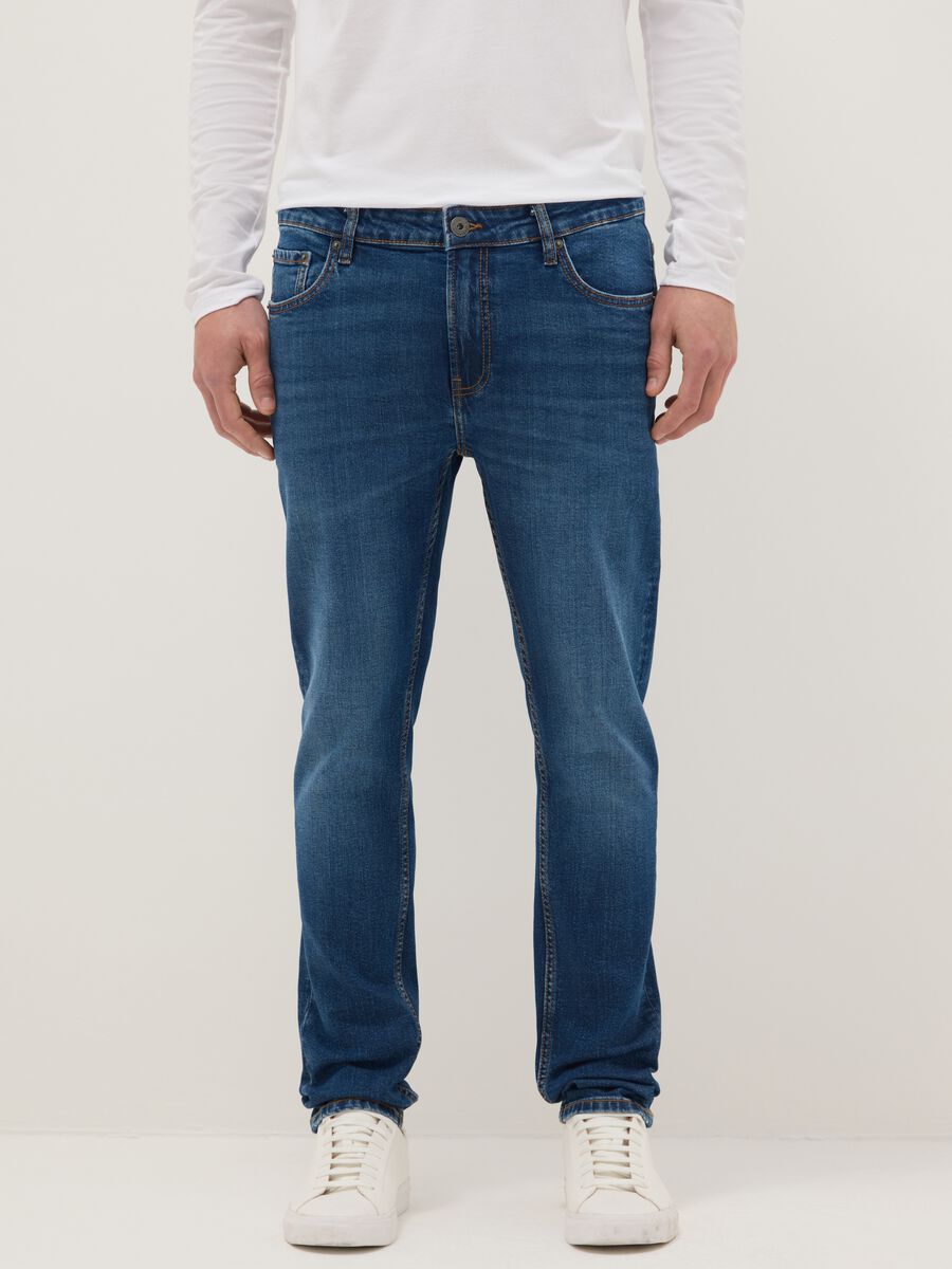 Super skinny fit blue cotton jeans_1