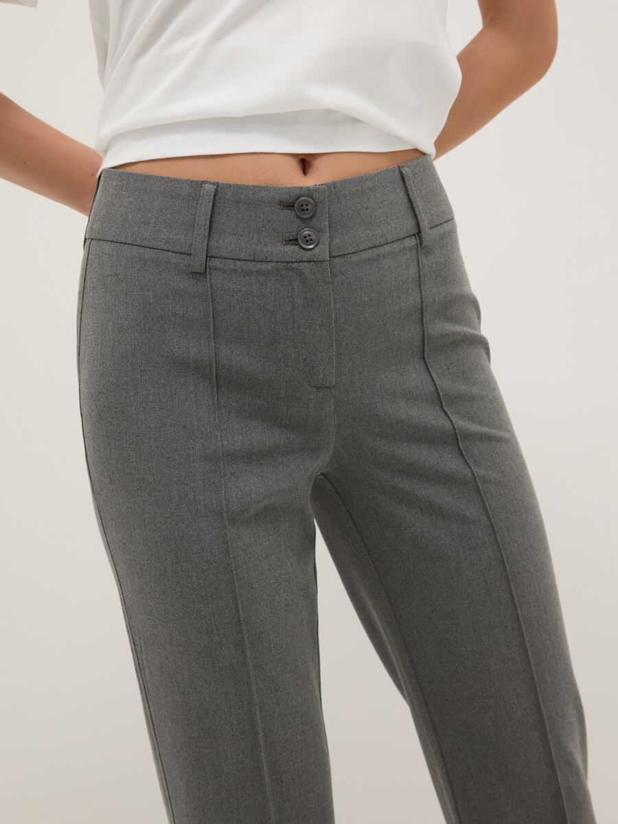 Grey Stretch Flare Fit Trousers_3