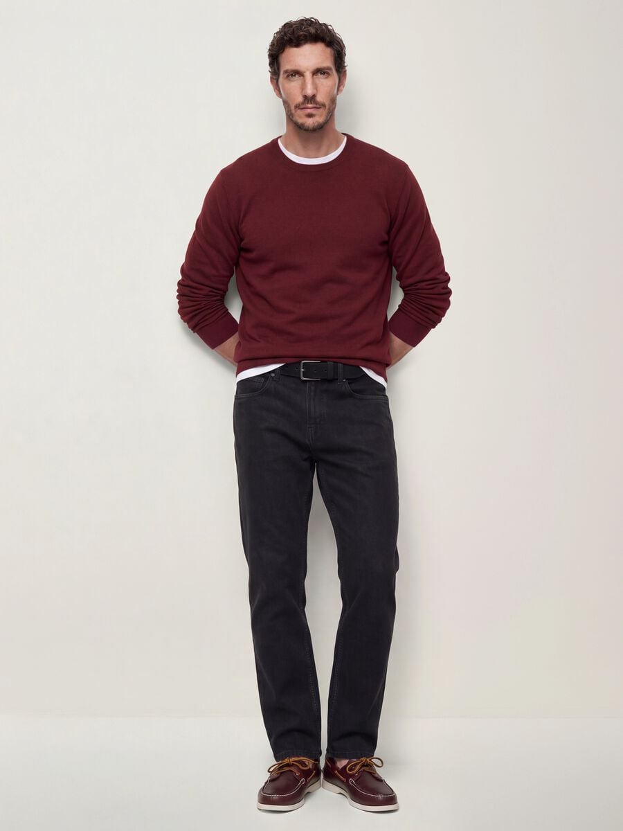 Black stretch-cotton denim jeans, regular fit_0