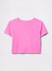 Pink cropped T-shirt in cotton_3