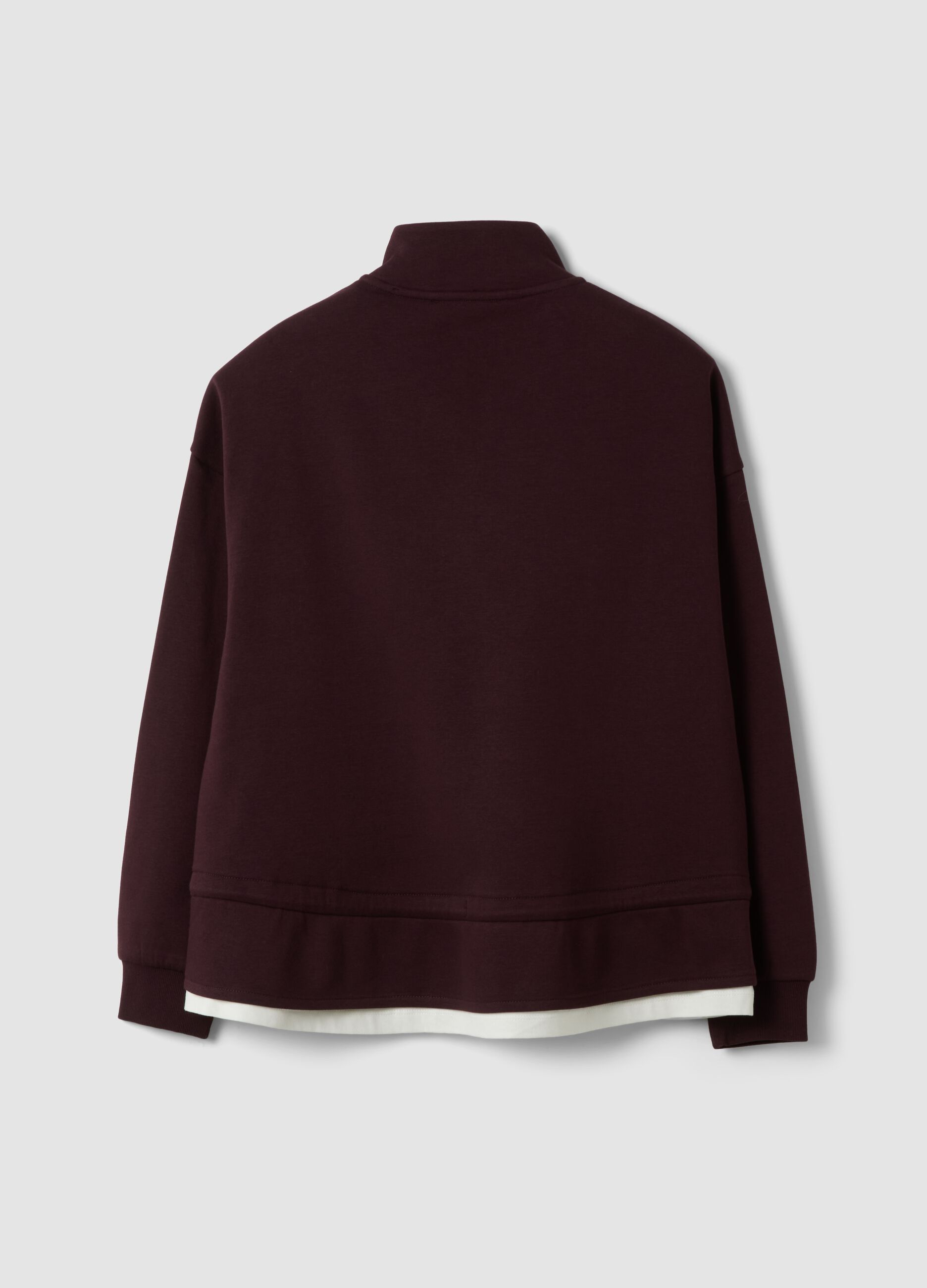 Lila Half-Zip aus Baumwollmix im Layering-Look, Regular Fit