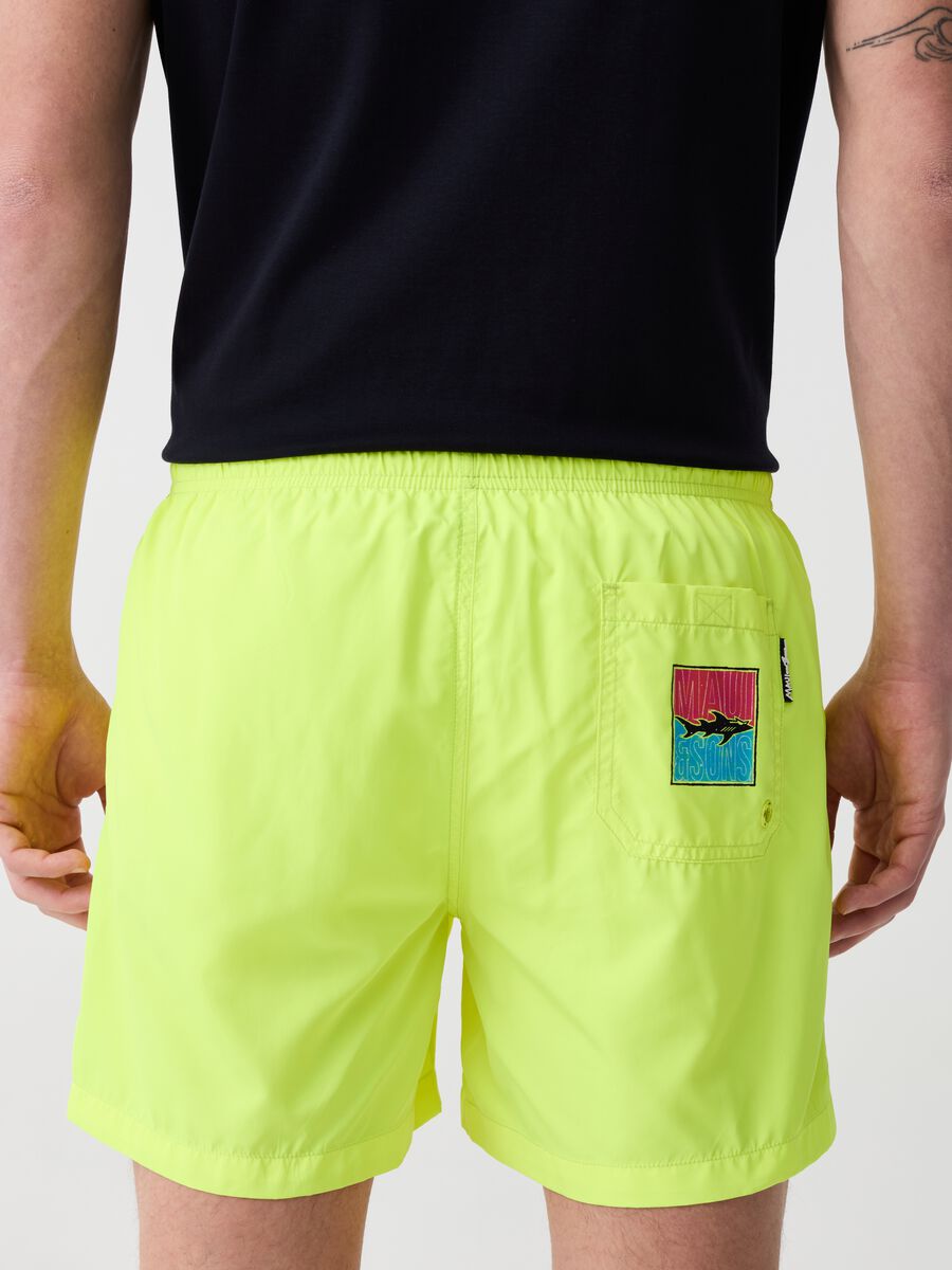Fluorescent swimming trunks with logo patch_2