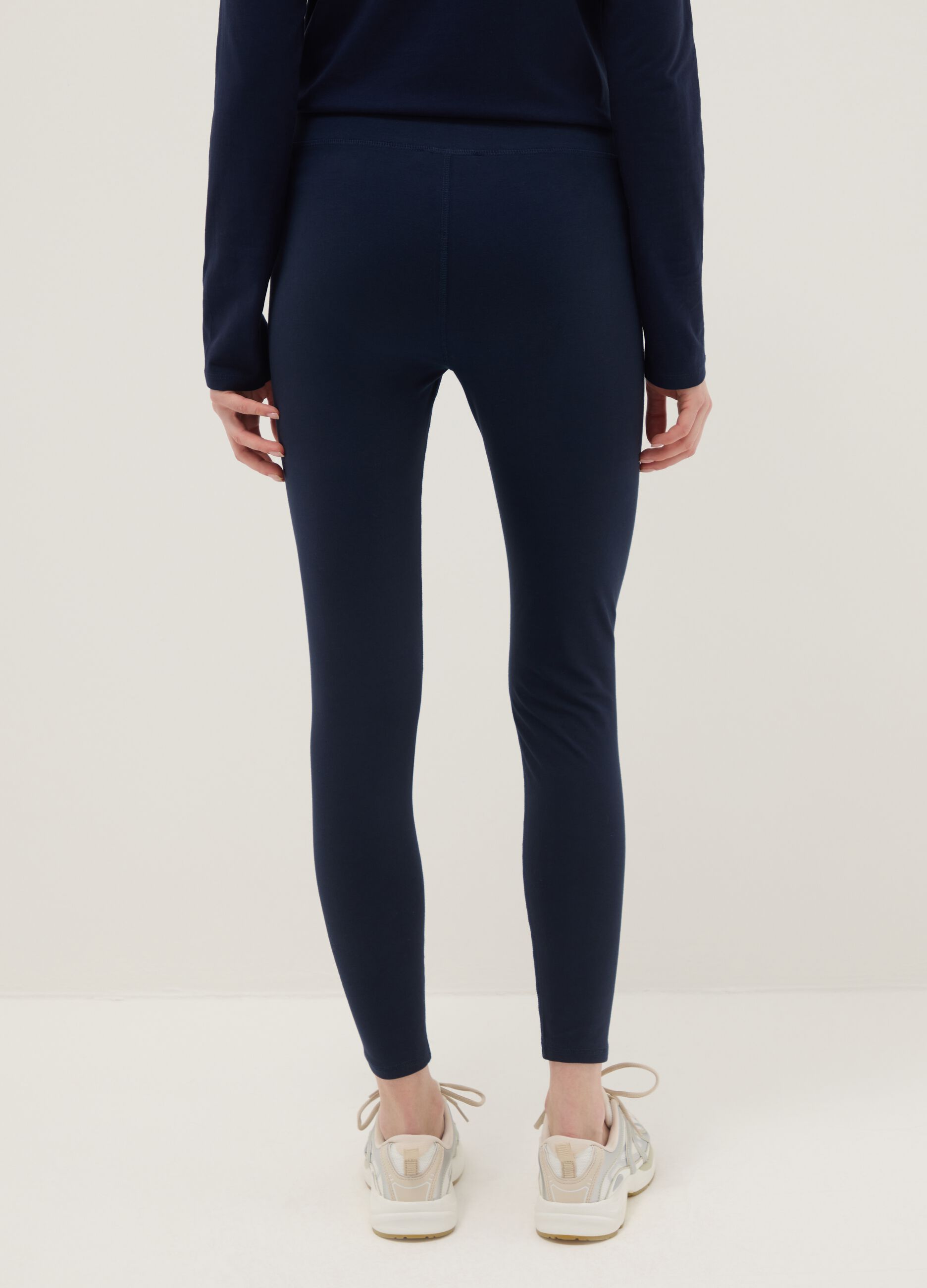 Blaue Slim Fit Stretch-Baumwoll-Leggings