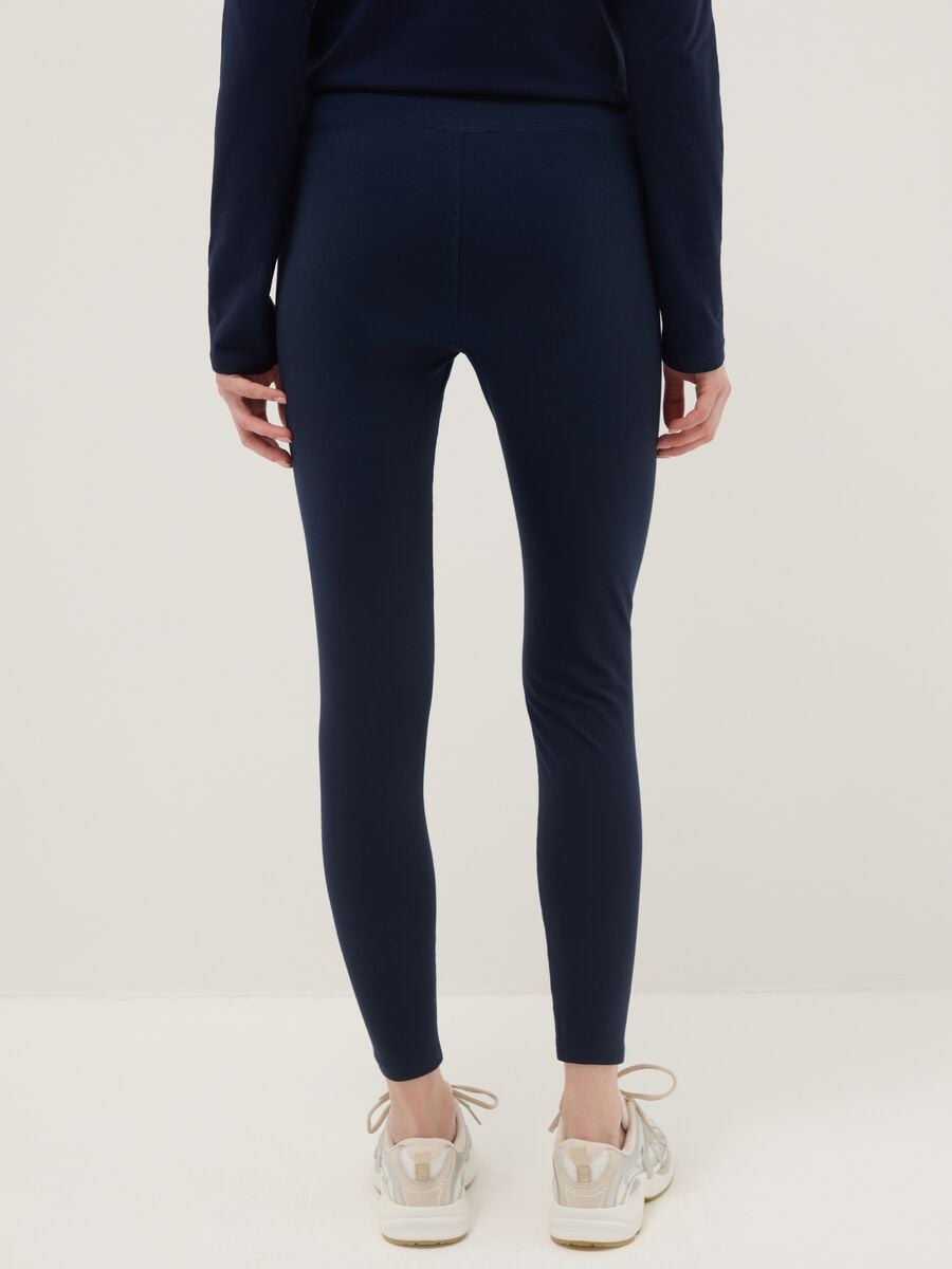 Blaue Slim Fit Stretch-Baumwoll-Leggings_2