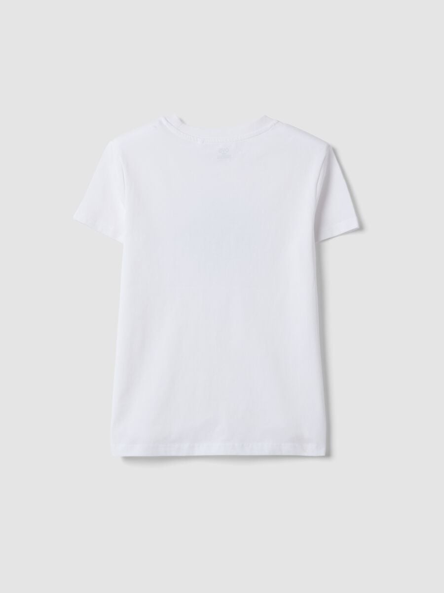 White pure cotton T-shirt with floral print_1