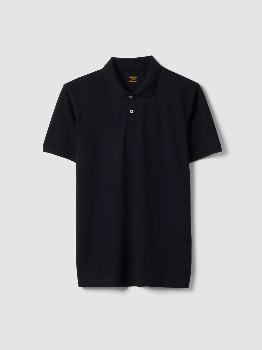 Black regular fit stretch cotton-blend polo_4