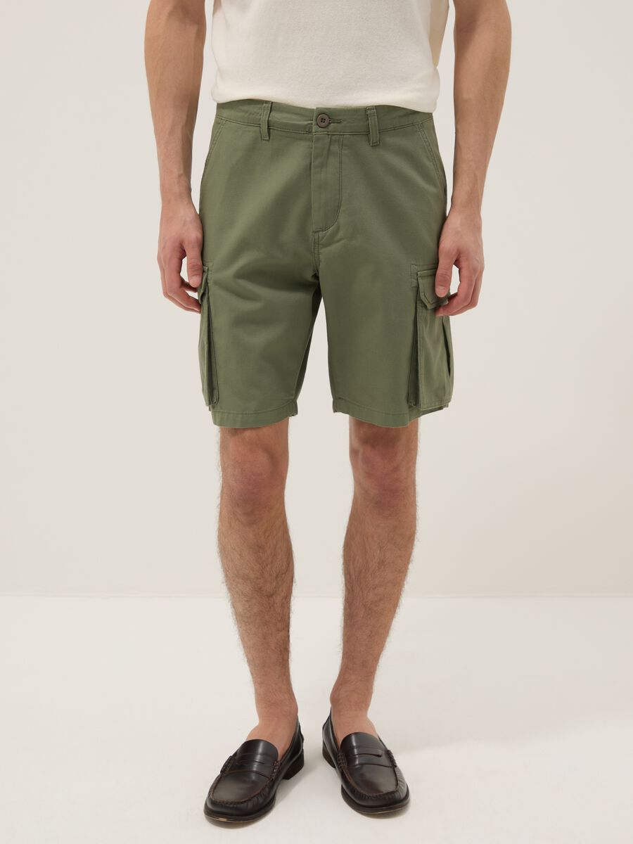 Gr&uuml;ne Cargo-Bermudas aus reiner Baumwolle, Regular Fit_1