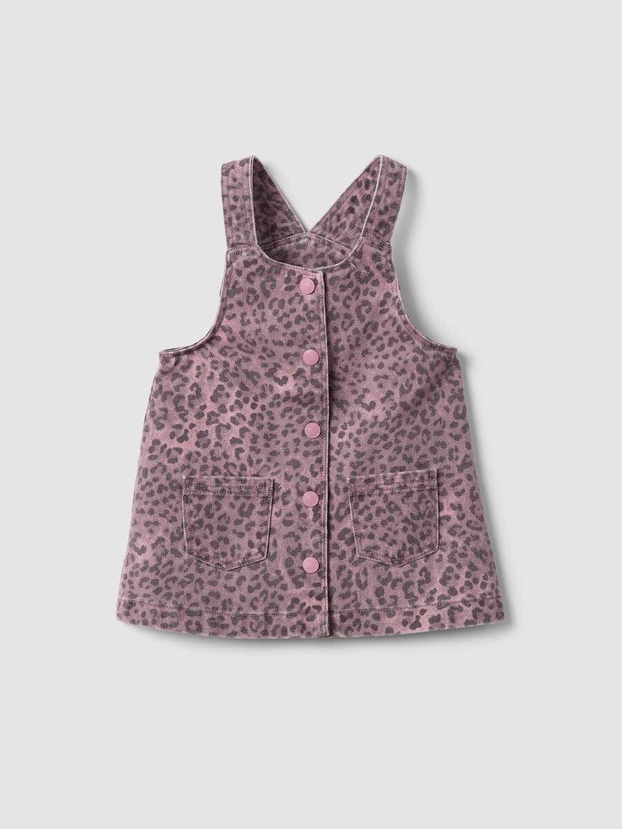 Pink wide-fit pure cotton animal print dress for baby girl_0
