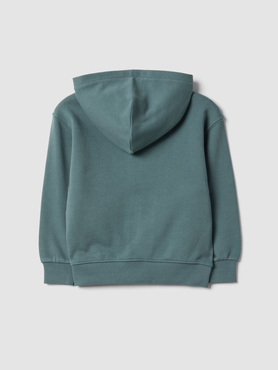 Green organic cotton hooded sweatshirt, oversized fit, for boys_1