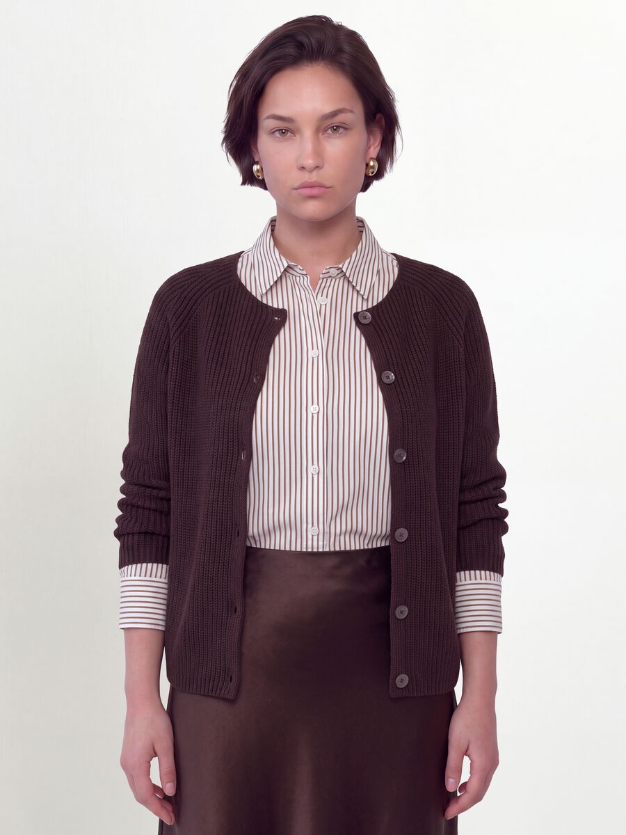 Mehrfarbige Strickjacke aus reiner Baumwolle mit Rundhalsausschnitt, Regular Fit_1