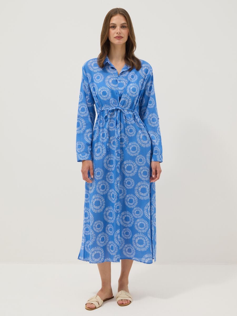Long blue organic cotton kaftan_1