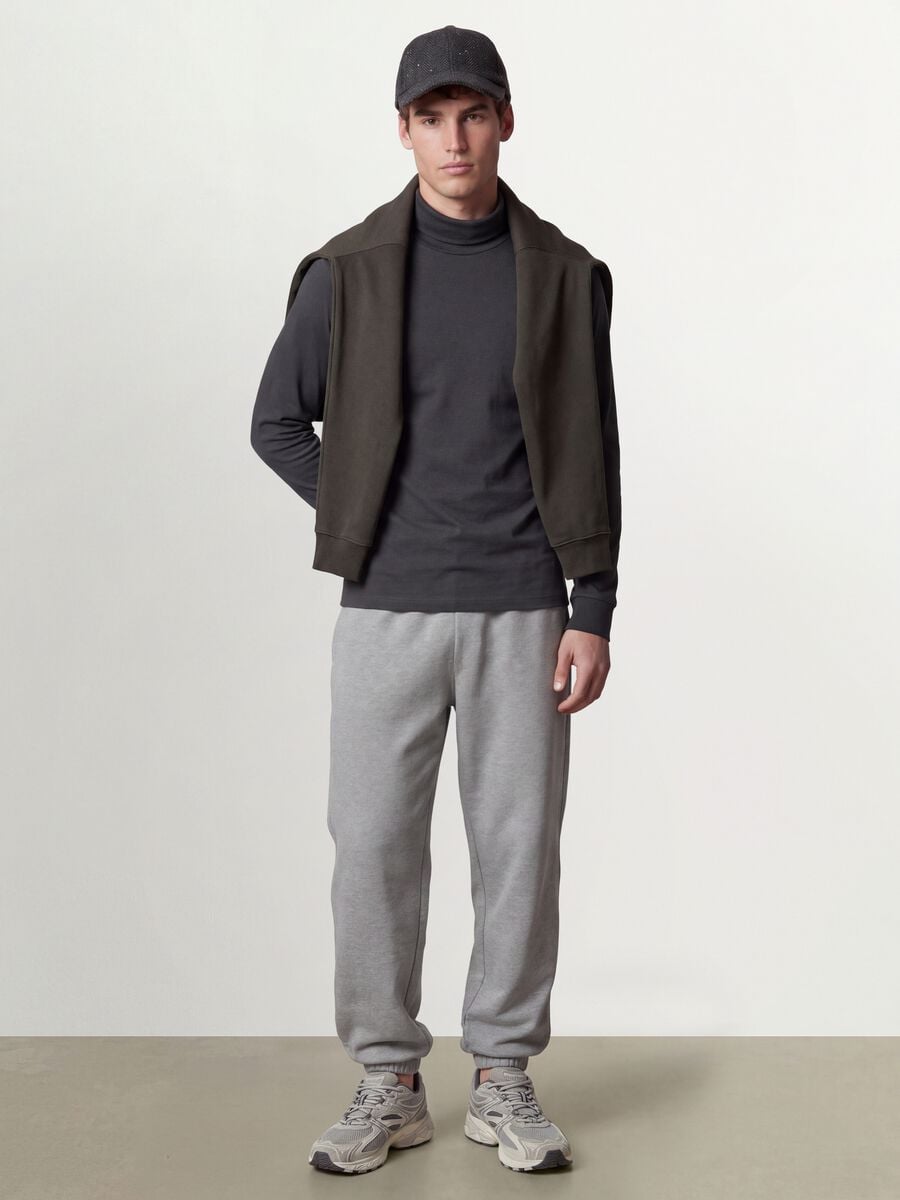 Grey pure cotton roll-neck T-shirt_1