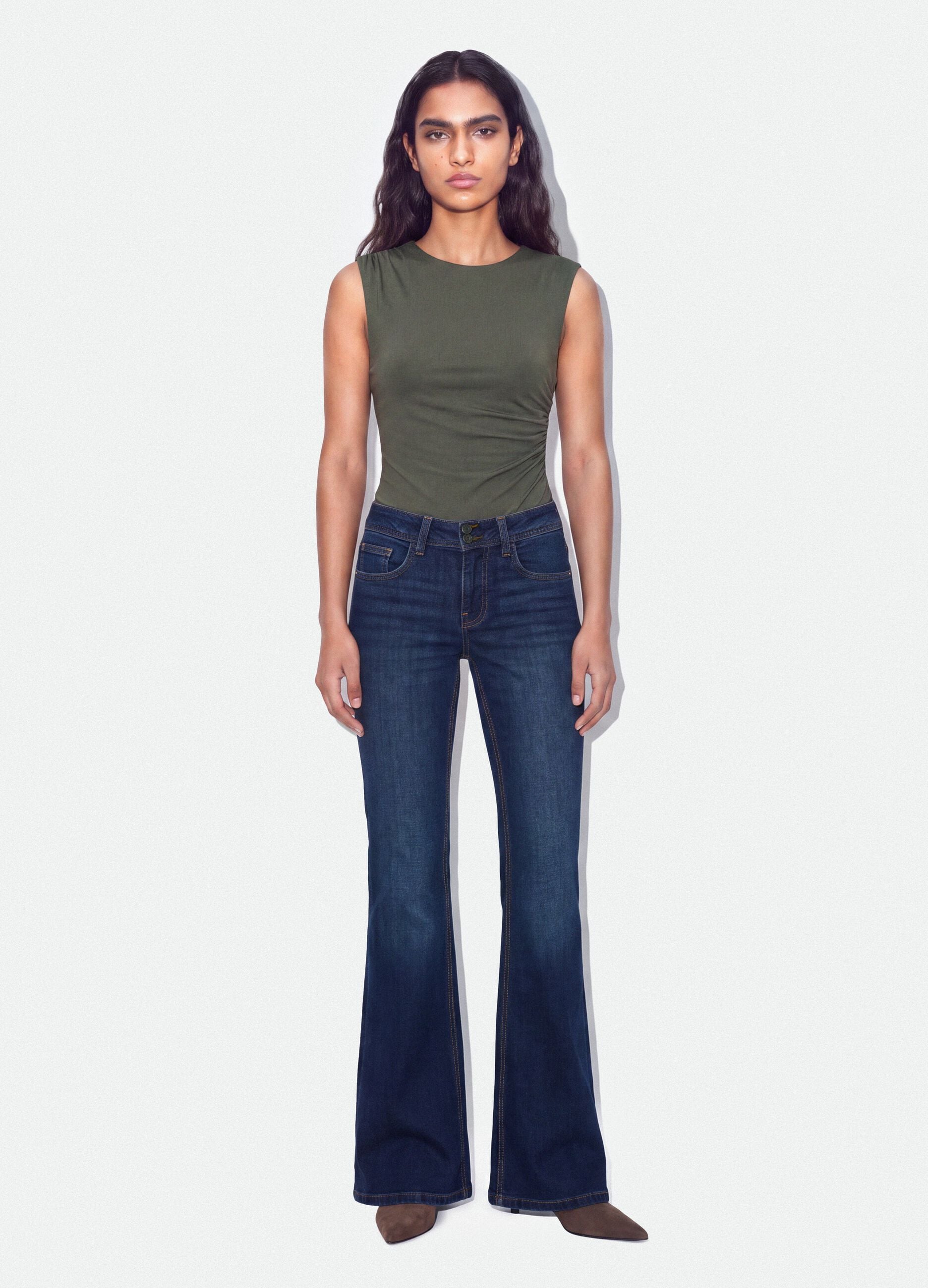 Blue stretch-cotton flared jeans