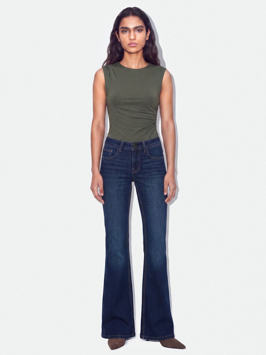 Blue stretch-cotton flare jeans_0