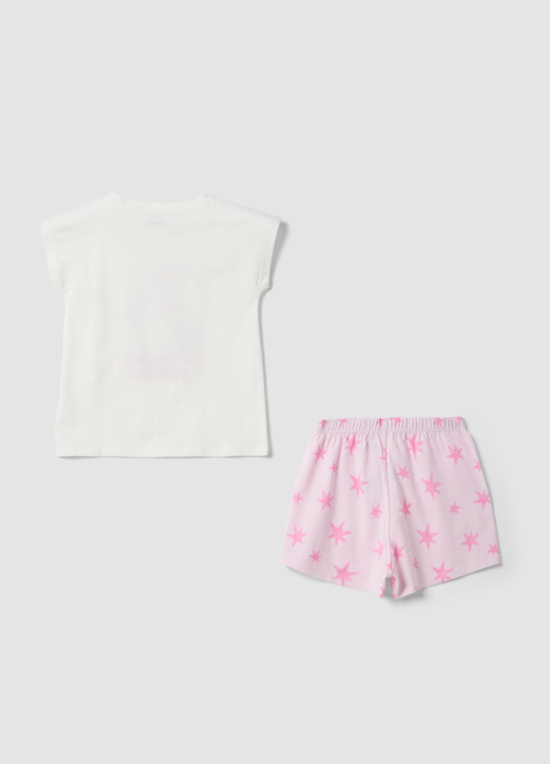 Multicolour short pyjamas in pure organic cotton for girls with prints