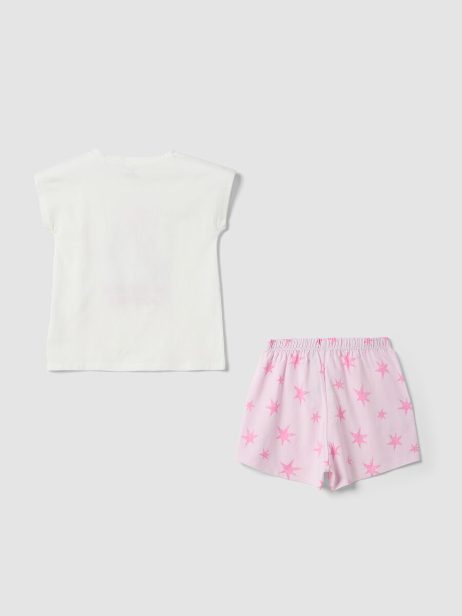 Multicolour short pyjamas in pure organic cotton for girls with prints_1