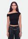 Top preto assim&eacute;trico de um ombro em viscose el&aacute;stica, corte slim_0