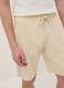 Regular fit beige cotton blend shorts_3