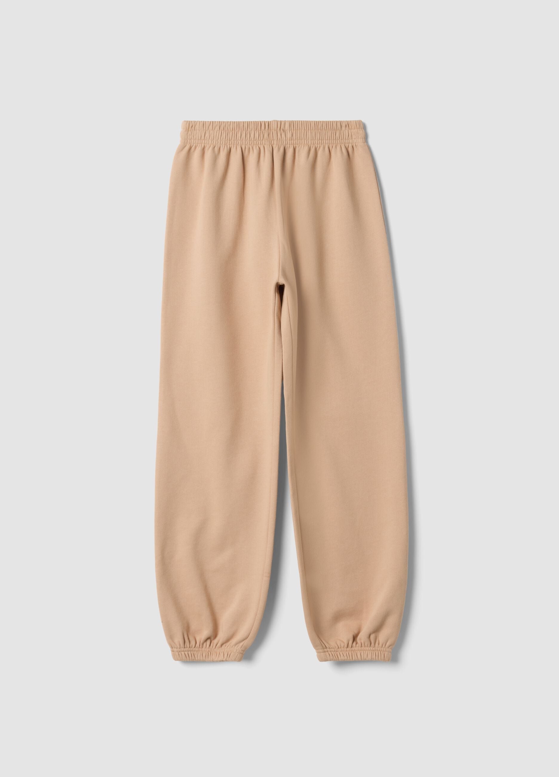Sandfarbene Joggerhose aus reiner Baumwolle