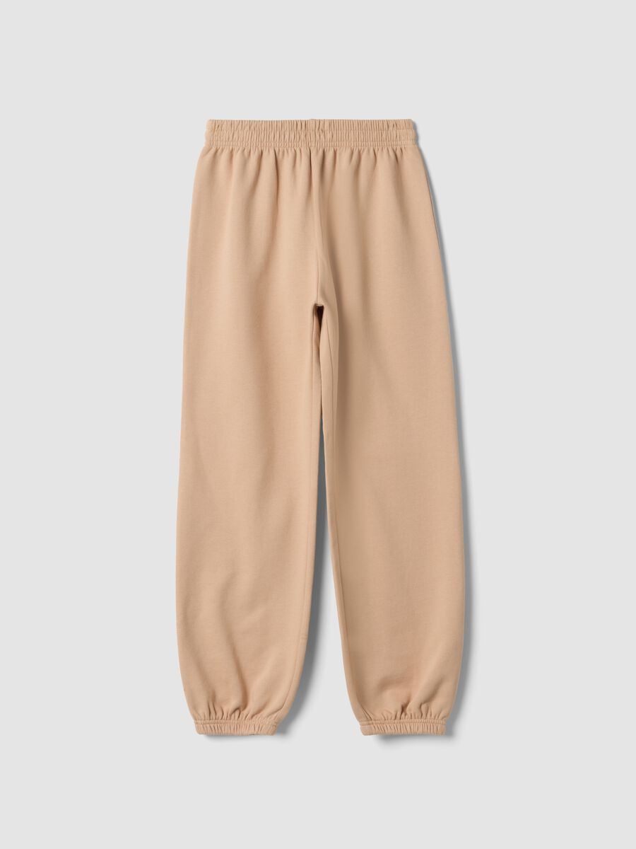 Sandfarbene Joggerhose aus reiner Baumwolle_0