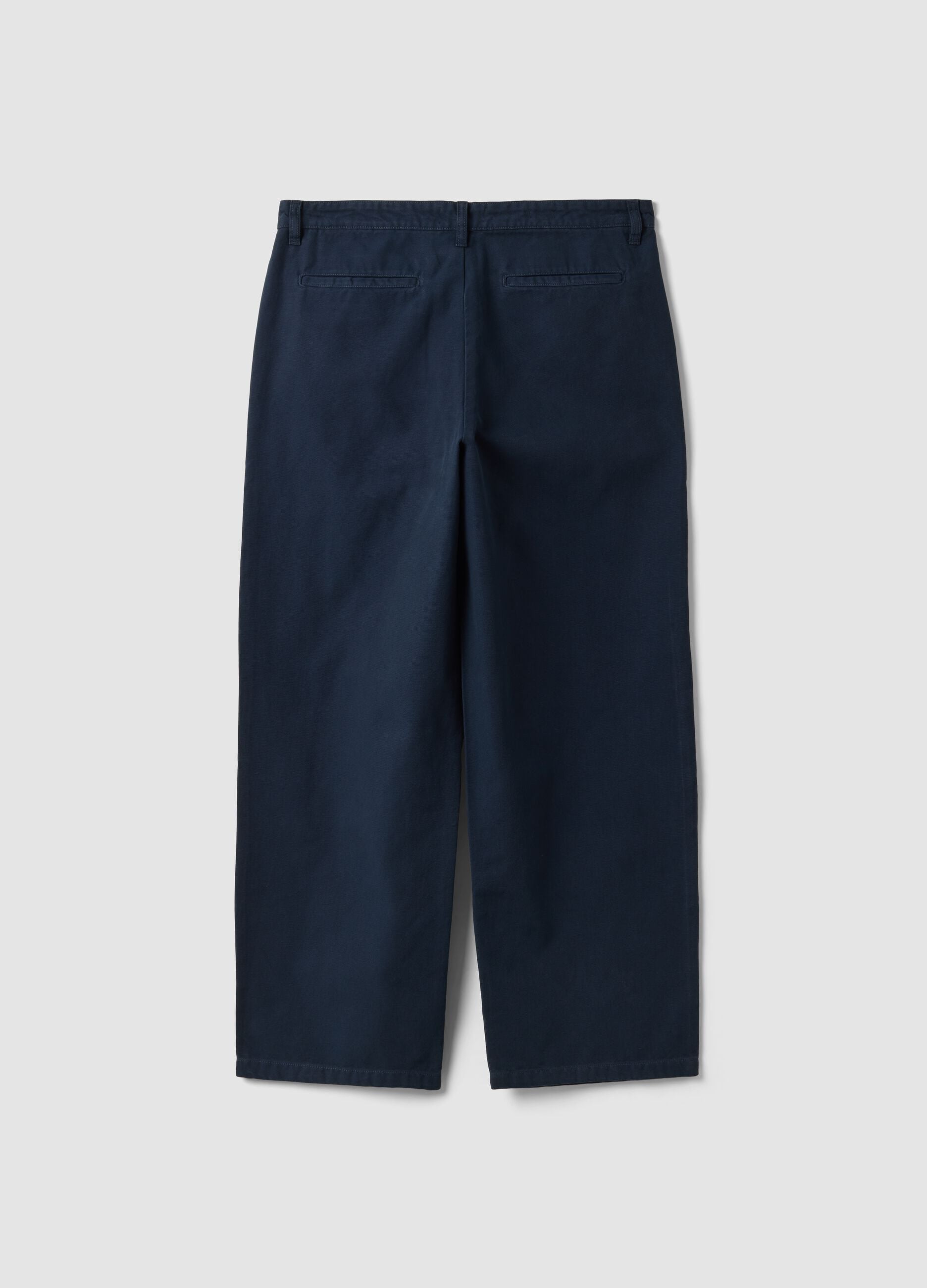 Blue pure cotton barrel-fit chino trousers