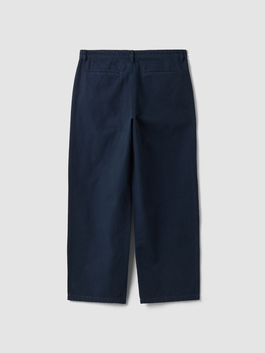 Blue pure cotton barrel-fit chino trousers_6