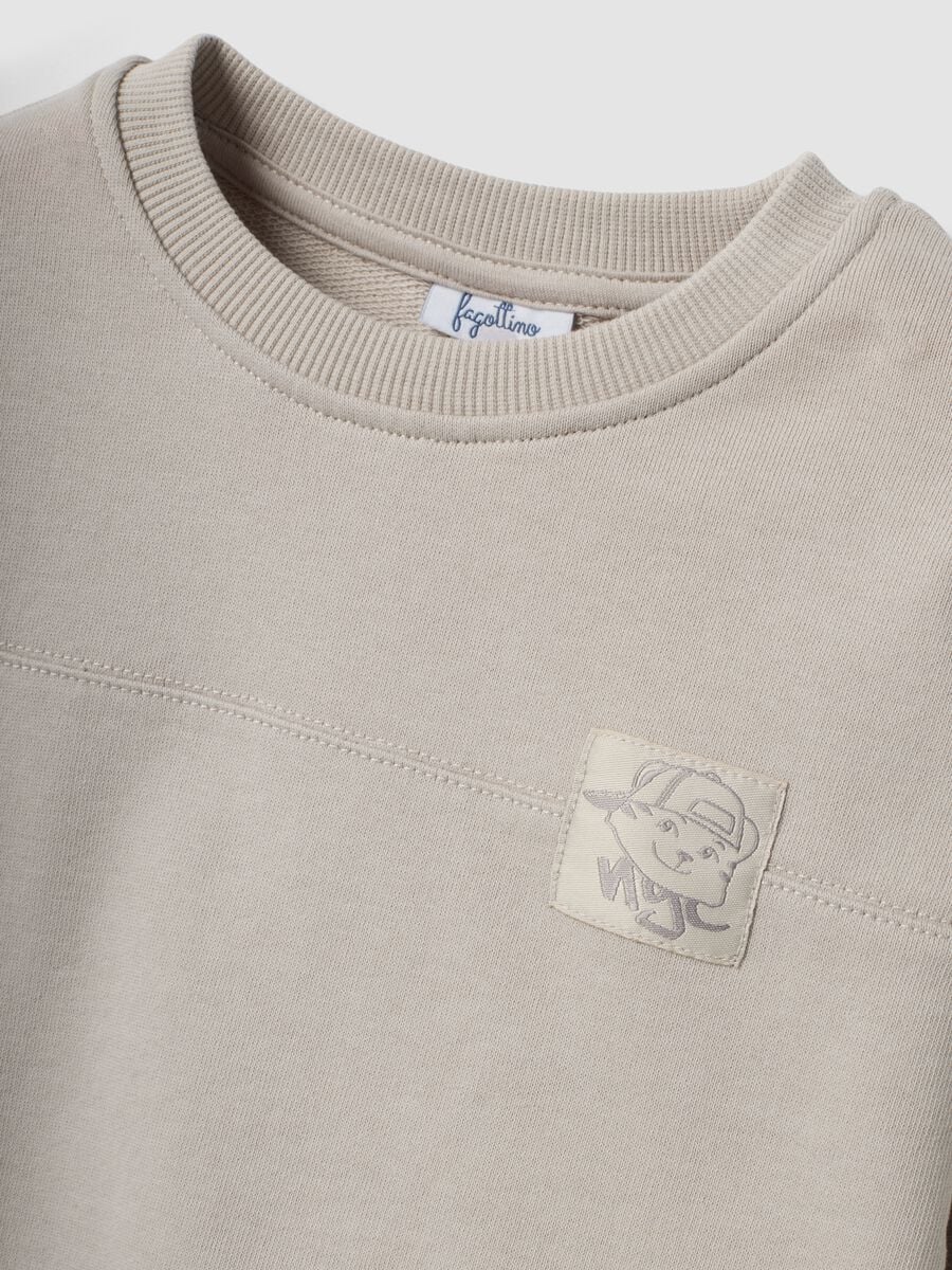 Grey oversized crew-neck sweatshirt in pure organic cotton for boys_2