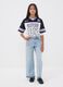 Blue culotte jeans in pure cotton for girls_1