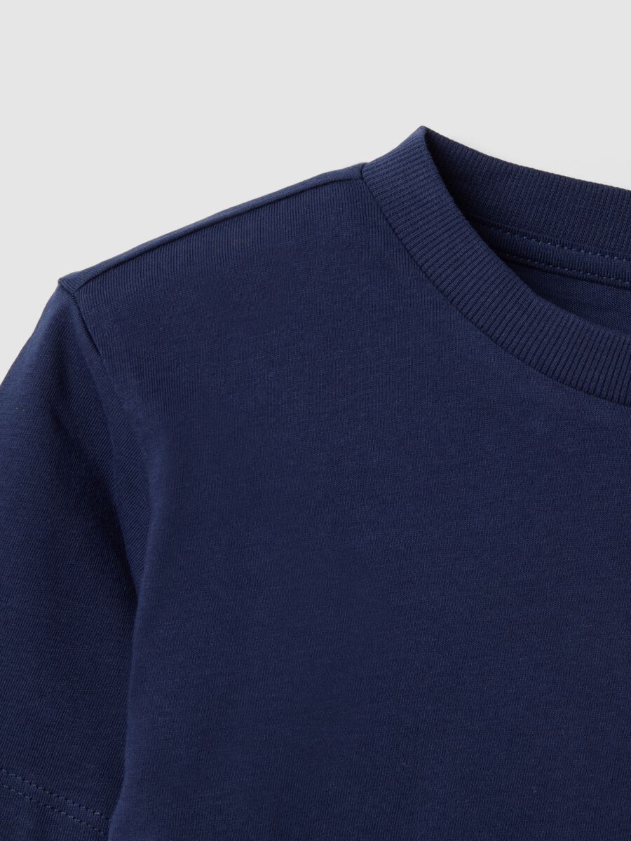 Boys' regular fit blue pure cotton T-shirt with palm print_3