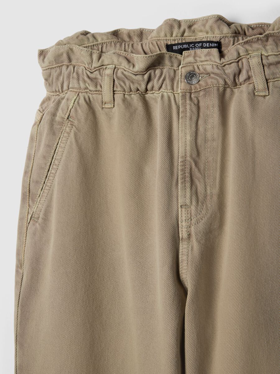 Beige Pure Cotton Baggy Trousers_5