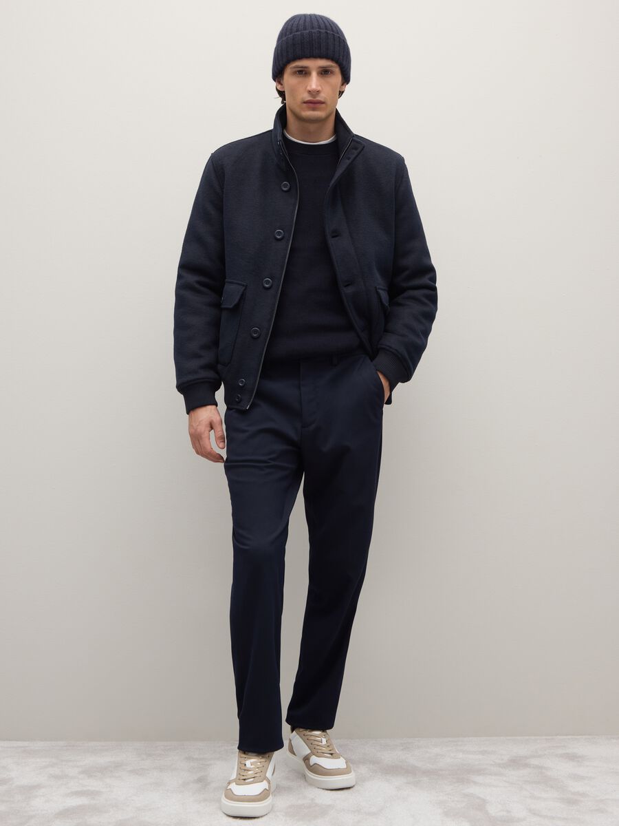 Blue padded jacket in regular fit with zip and buttons_2