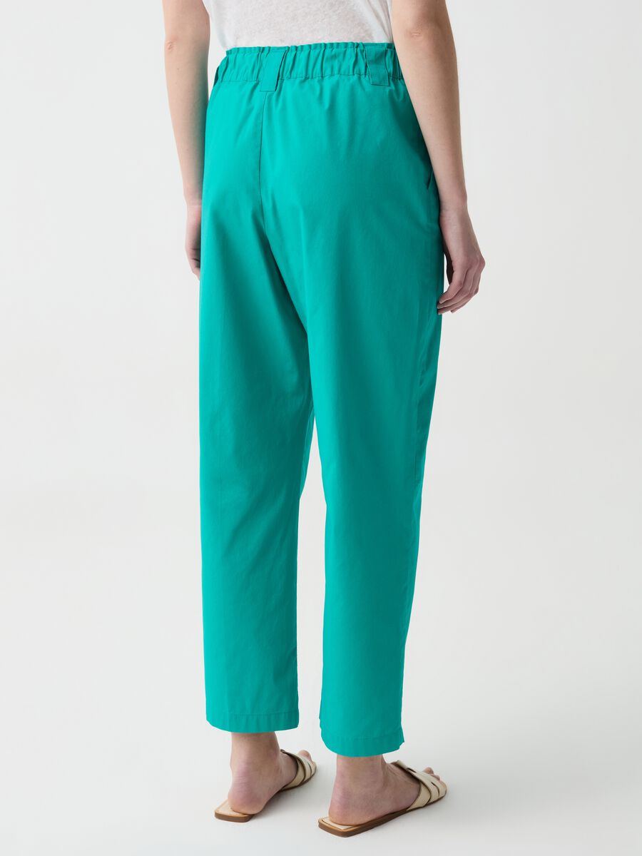 Wide-leg cropped trousers in stretch cotton_1