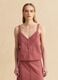 Pink regular fit cotton-linen blend top with lace details_2