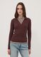 Brown ribbed viscose-blend polo-collar top_2