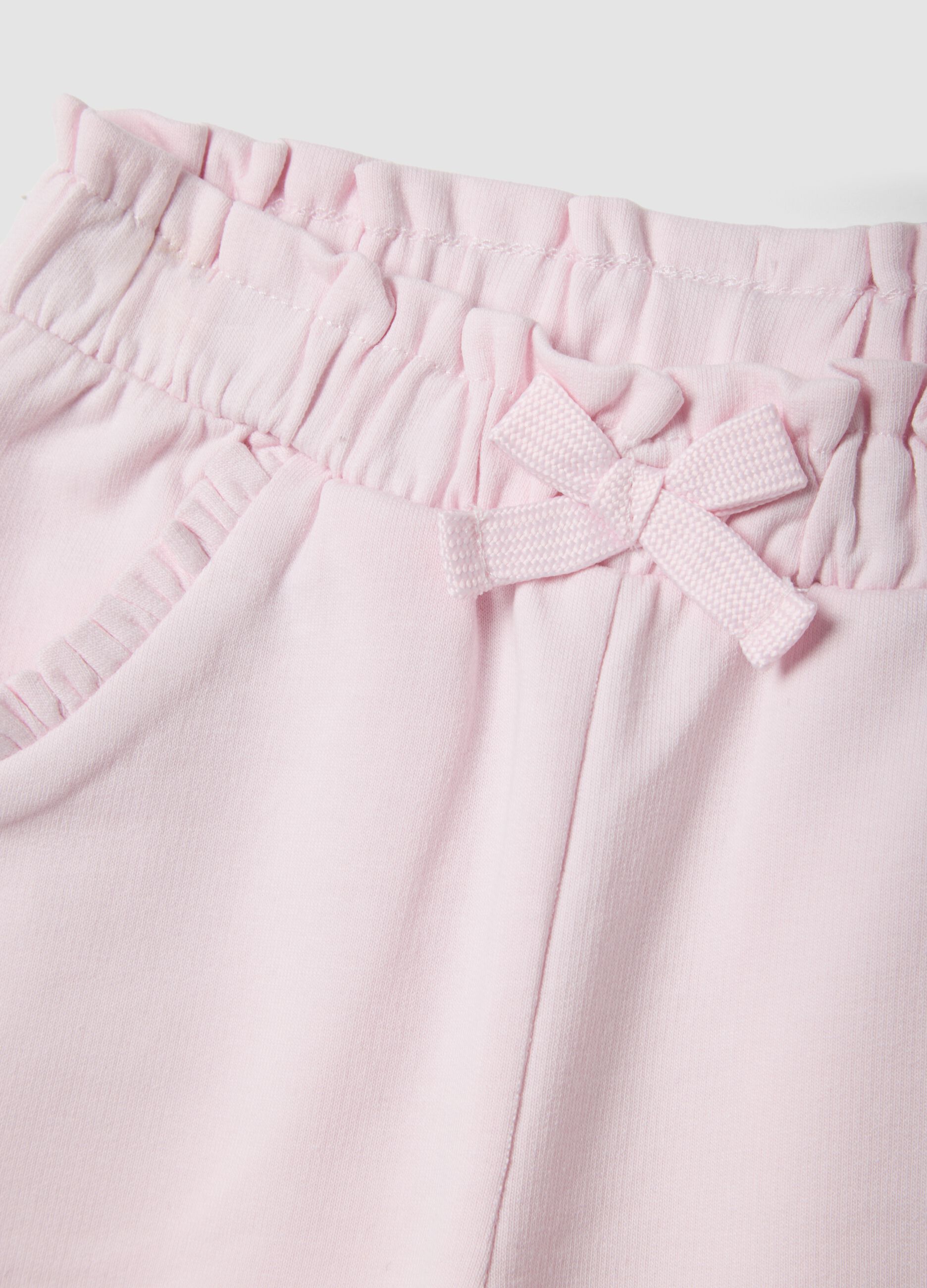 Girls&rsquo; pink stretch cotton shorts with bow