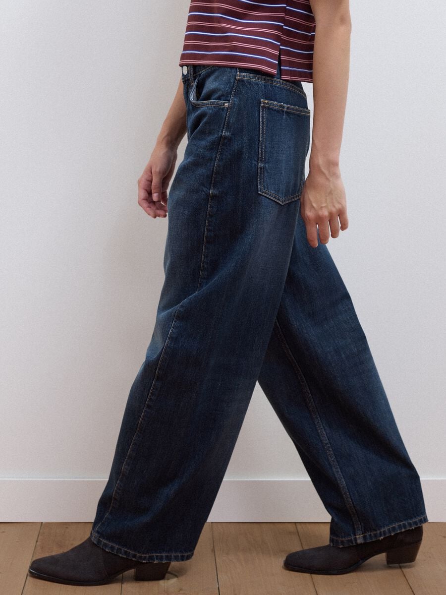 Blaue Balloon-Fit-Jeans aus reiner Baumwolle_3
