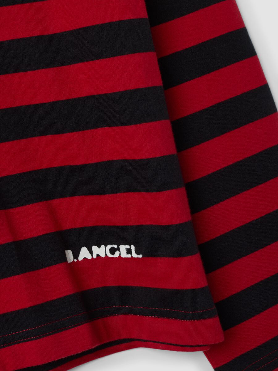 Red and blue striped crew-neck T-shirt in pure cotton, oversized fit_1