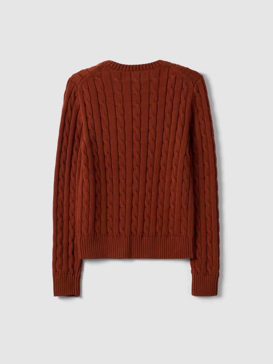 Red pure cotton cable-knit crew-neck jumper_2