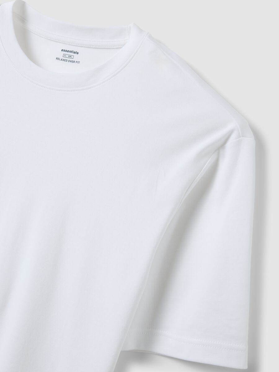 Wei&szlig;es Kurzarm-T-Shirt aus reiner Baumwolle, Relaxed Fit_5